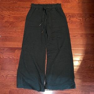 Army Green Wide Leg Flare Sweat Pants